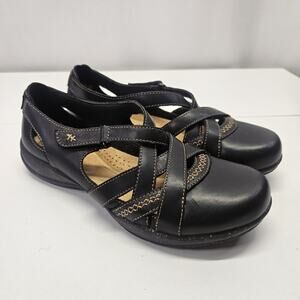 Clarks Roseville Step Women's Brown Leather Fisherman Sandals Sz 8.5 Black
